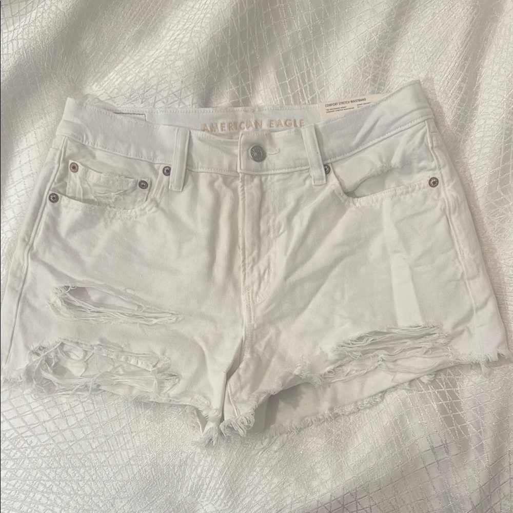 American Eagle Outfitters White Ripped Jean Shorts
